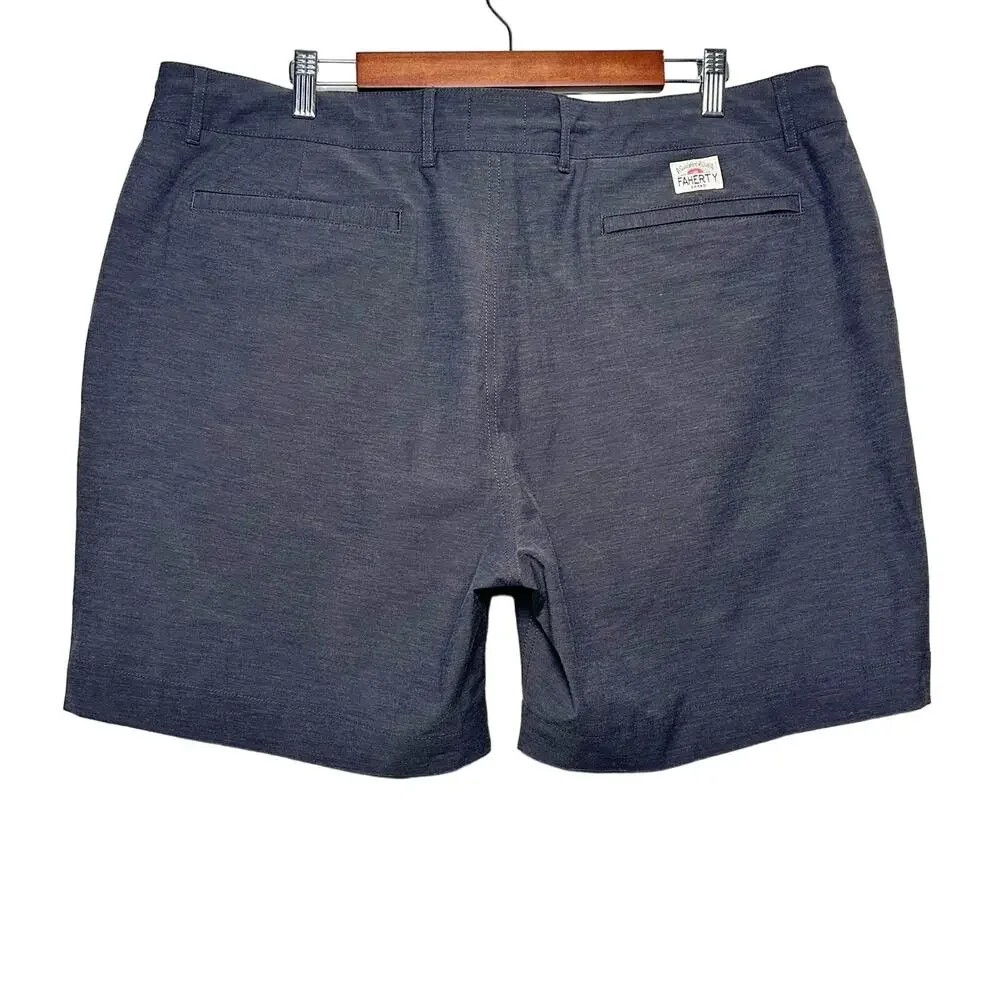 Faherty | Men | All Day Charcoal 7 Inch Flat Front Performance Shorts | Size 38